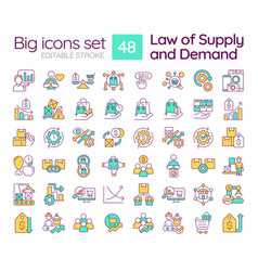 Law Of Supply And Demand Rgb Color Icons Set