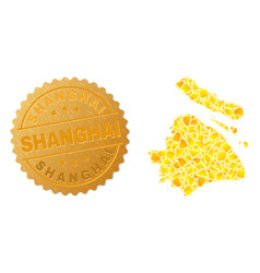 Shanghai City Map Collage Of Golden Parts