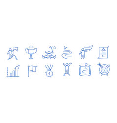 Success Leader Business Doodle Icons Man