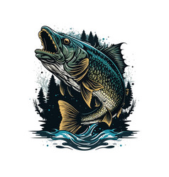 Big Bass Fish Cartoon For T Shirt