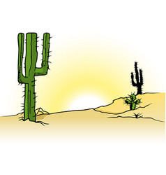 Sandy Desert With Cacti