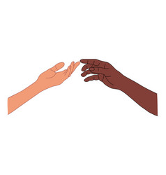 Interracial Two Hands Reaching Out To Each Other