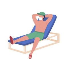 Guy With Face Mask Lying On Lounger Semi Flat