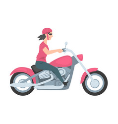 Young Woman Riding Motorcycle Side View Girl