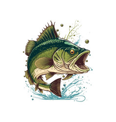 Big Bass Fish Cartoon For T Shirt