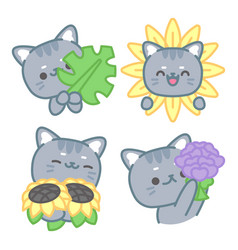 Tomomi Cat With Flowers Stickers