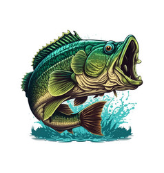 Big Bass Fish Cartoon For T Shirt