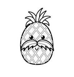 Cute Black And White Pineapple With Mustache