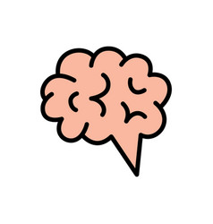 Human Brain Color Icon Isolated