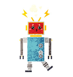 Retro Style Cartoon Robot Malfunction