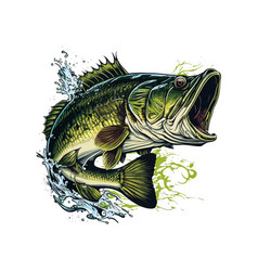 Big Bass Fish Cartoon For T Shirt