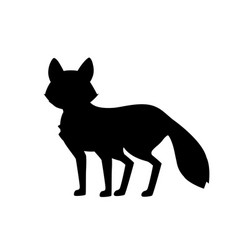 Black silhouette cute red fox is standing on four Vector Image