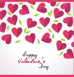 Valentines day card background with red hearts vector
