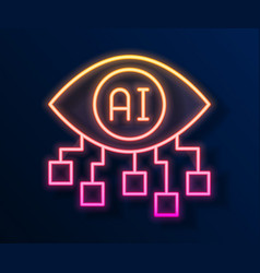 Glowing Neon Line Computer Vision Icon Isolated