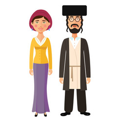 Jewish Couple Traditional Clothes Hasid Rabbi