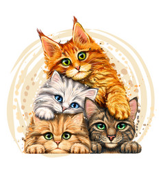 Kittens Graphic Color Portrait