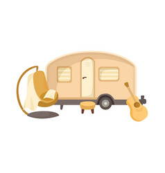 Rv Or House Trailer With Chair And Guitar Cartoon