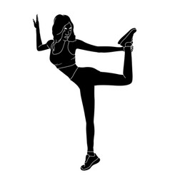 Silhouette - Girl Stretching Legs Yoga Pose