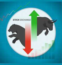 Stock Market Concept Bull Vs Bear With Up