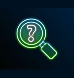 Glowing Neon Line Unknown Search Icon Isolated