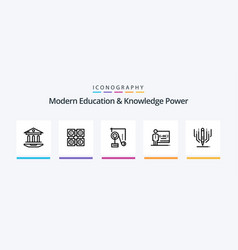 Modern Education And Knowledge Power Line 5 Icon