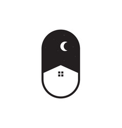 Modern Minimalist Badge Home Night Logo Design