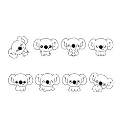 Set Of Kawaii Isolated Koala Coloring Page