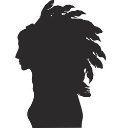 American Indian Girl In Profile Silhouette