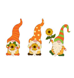 Cheerful Gnomes With Sunflower Flowers