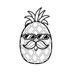 Cute Black And White Pineapple With Mustache