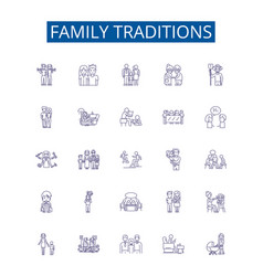 Family Traditions Line Icons Signs Set Design