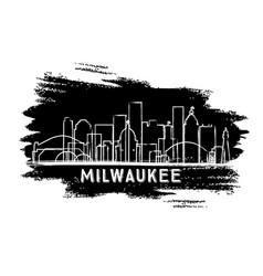 Milwaukee Wisconsin Skyline Silhouette Hand Drawn