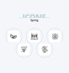 Spring Line Icon Pack 5 Icon Design Bird Stick