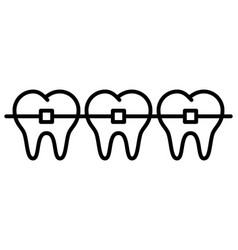 Braces Outline Icon Teeth Thin Line Art