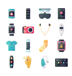 Wearable Technology Gadgets Flat Icons Collection