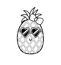 Cute Black And White Pineapple With Sunglasses