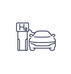 Hydrogen Car Refueling Line Icon