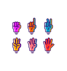 Colorful Hand Gesture Count 1 2 3 4 And 5