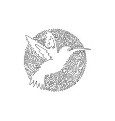 Continuous One Line Drawing Of Cute Hummingbird