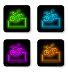 Glowing Neon Line Mountain Bicycle Icon Isolated