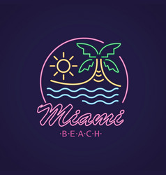 Miami Beach Neon Label