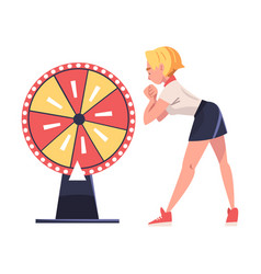 Woman Standing Near Roulette Wheel Waiting