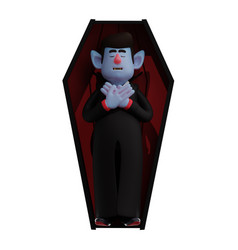 3d Dracula Vampire Cartoon Sleeping On A Coffin