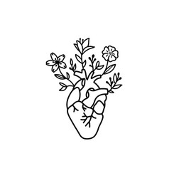 Anatomical Heart With Flowers