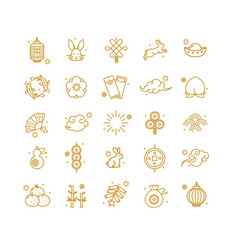 Chinese New Year Signs Thin Line Icons Set