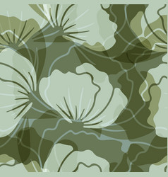 Green Seamless Pattern With Abstract Retro Poppy