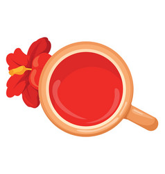 Hibiscus Tea Cup With Red Flower Top View