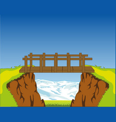 Landscape Of The Deep Ravine And Wooden Bridge