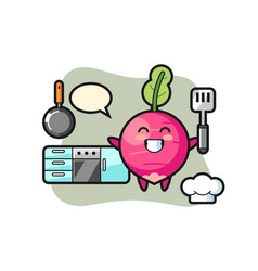 Radish Character As A Chef Is Cooking