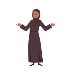 Confused Muslim Woman Shrugging Shoulders Flat